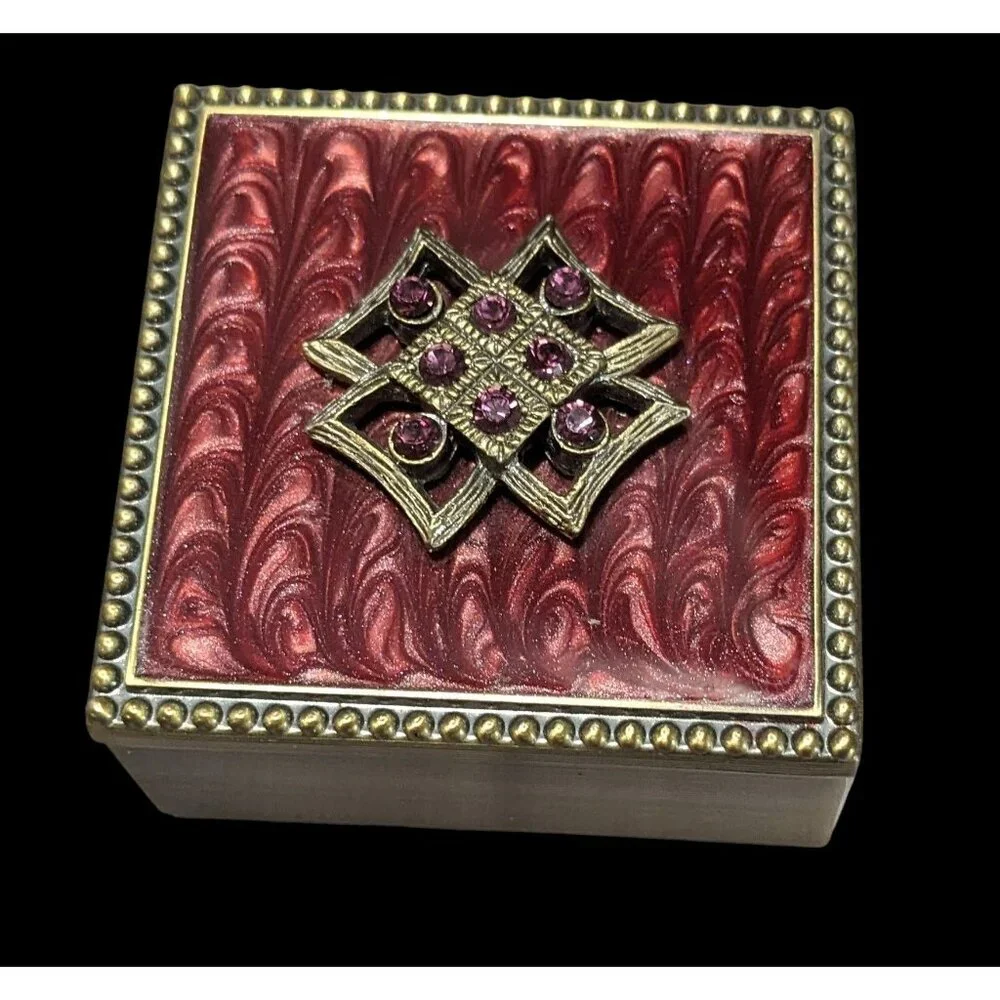 Rhinestone Enamel Trinket Box